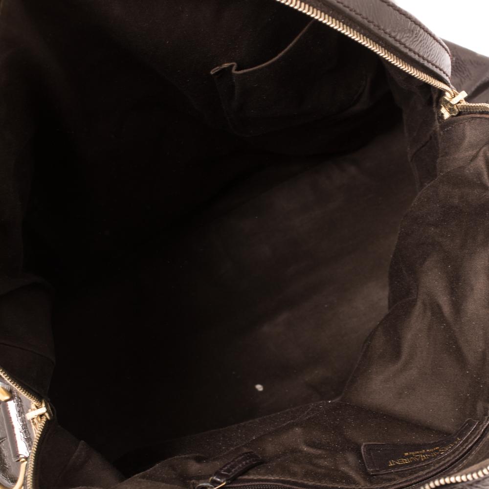 Saint Laurent Brown Patent Leather Large Muse Bag 1