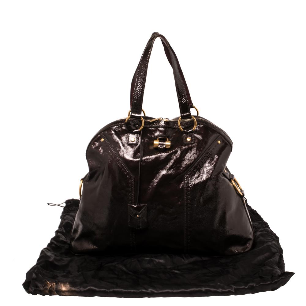 Saint Laurent Brown Patent Leather Large Muse Bag 2
