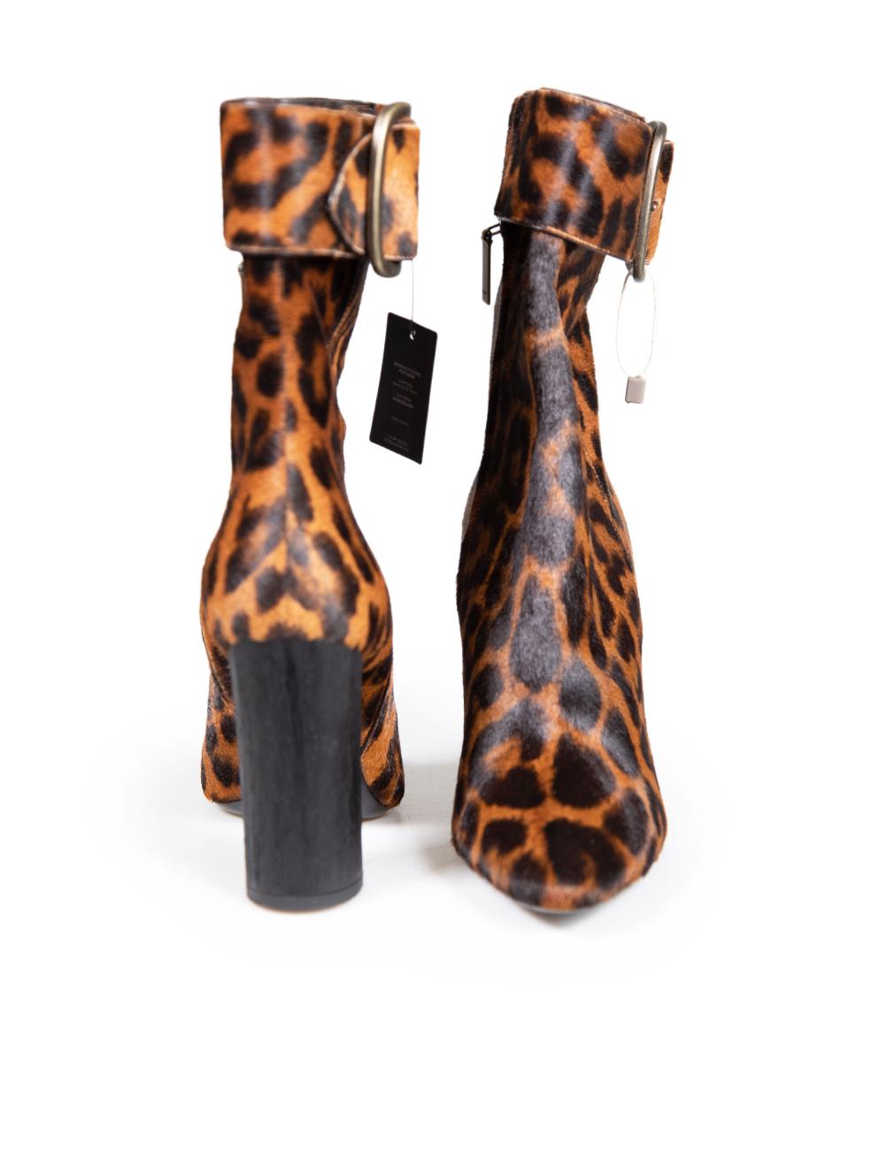 Saint Laurent Brown Pony Hair Leopard Joplin Boots Size IT 38 In Excellent Condition For Sale In London, GB