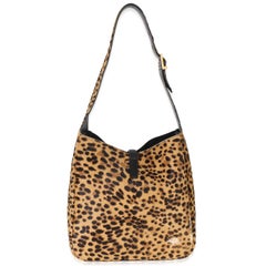 Saint Laurent Brown Pony Hair Nappa Leopard Print Small Le 5 A 7 Soft Hobo