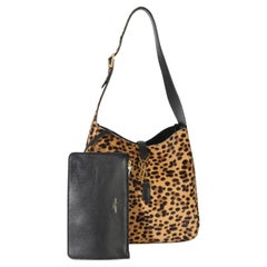Saint Laurent Brown Pony Hair Nappa Leopard Print Small Le 5 A 7 Soft Hobo