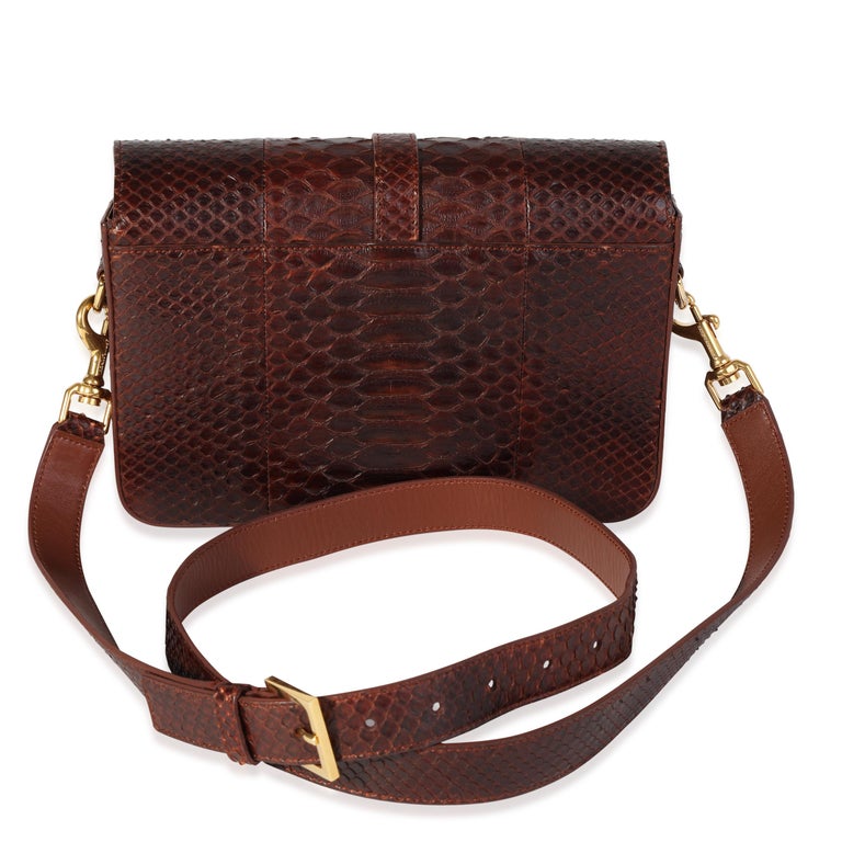 Saint Laurent Brown Python Monogram Université Flap Bag For Sale at 1stDibs
