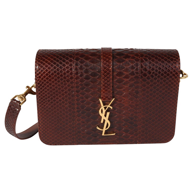 Saint Laurent Brown Python Monogram Université Flap Bag For Sale at 1stDibs