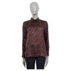 SAINT LAURENT brown silk FLORAL Shirt Blouse 40 M