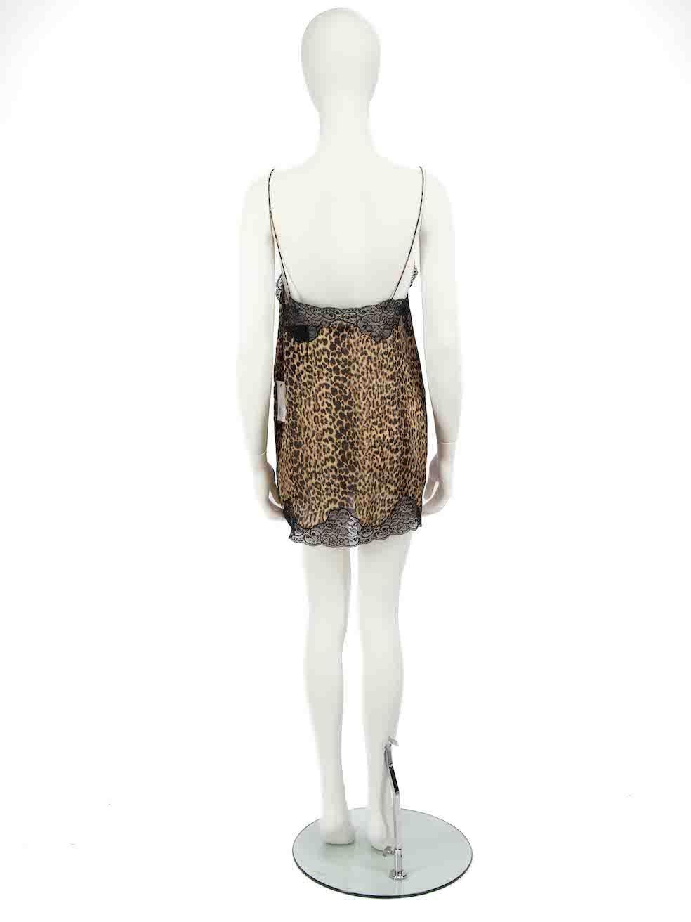 Saint Laurent Brown Silk Leopard Slip Dress Size S In New Condition In London, GB