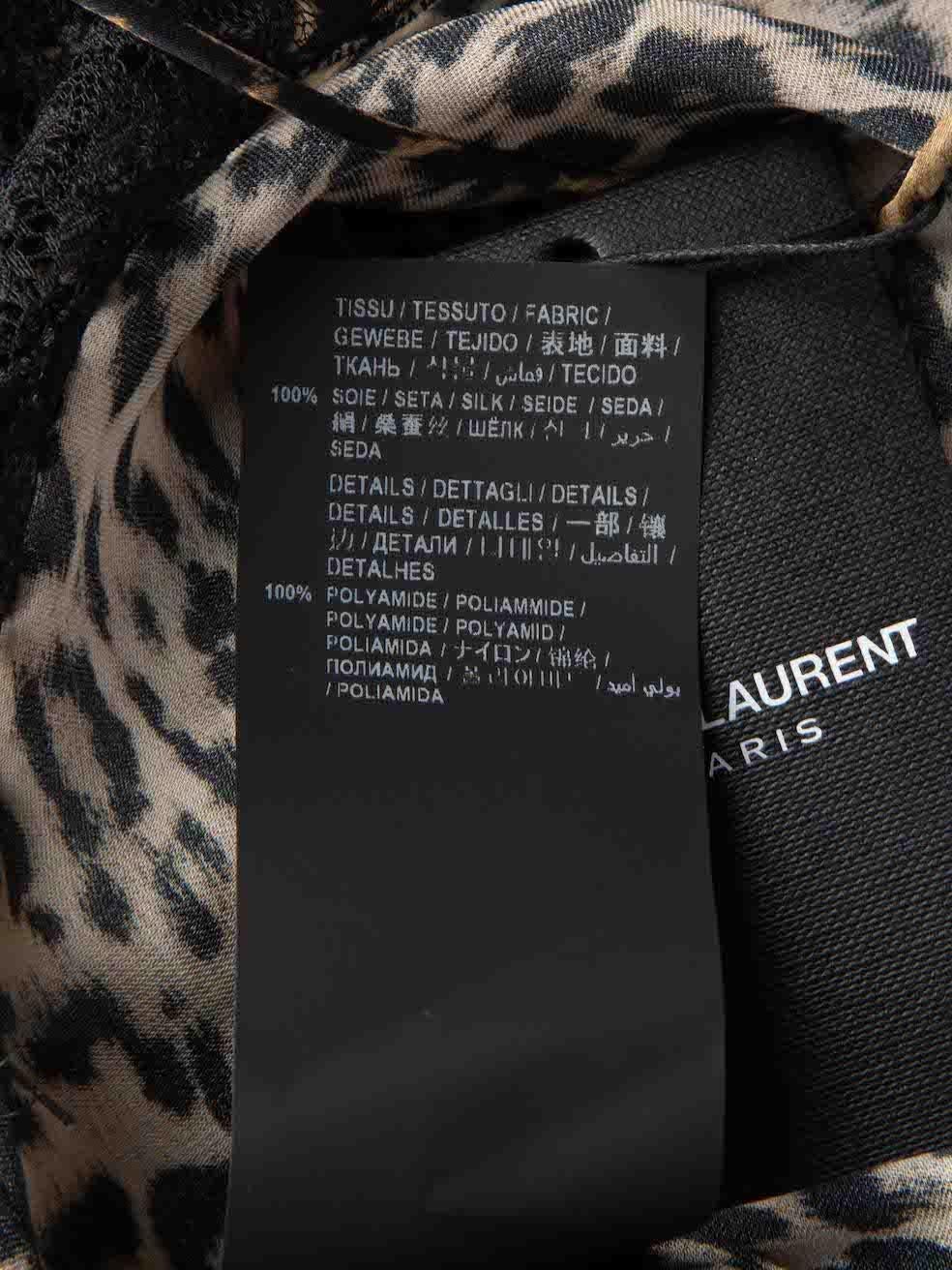 Women's Saint Laurent Brown Silk Leopard Slip Dress Size S