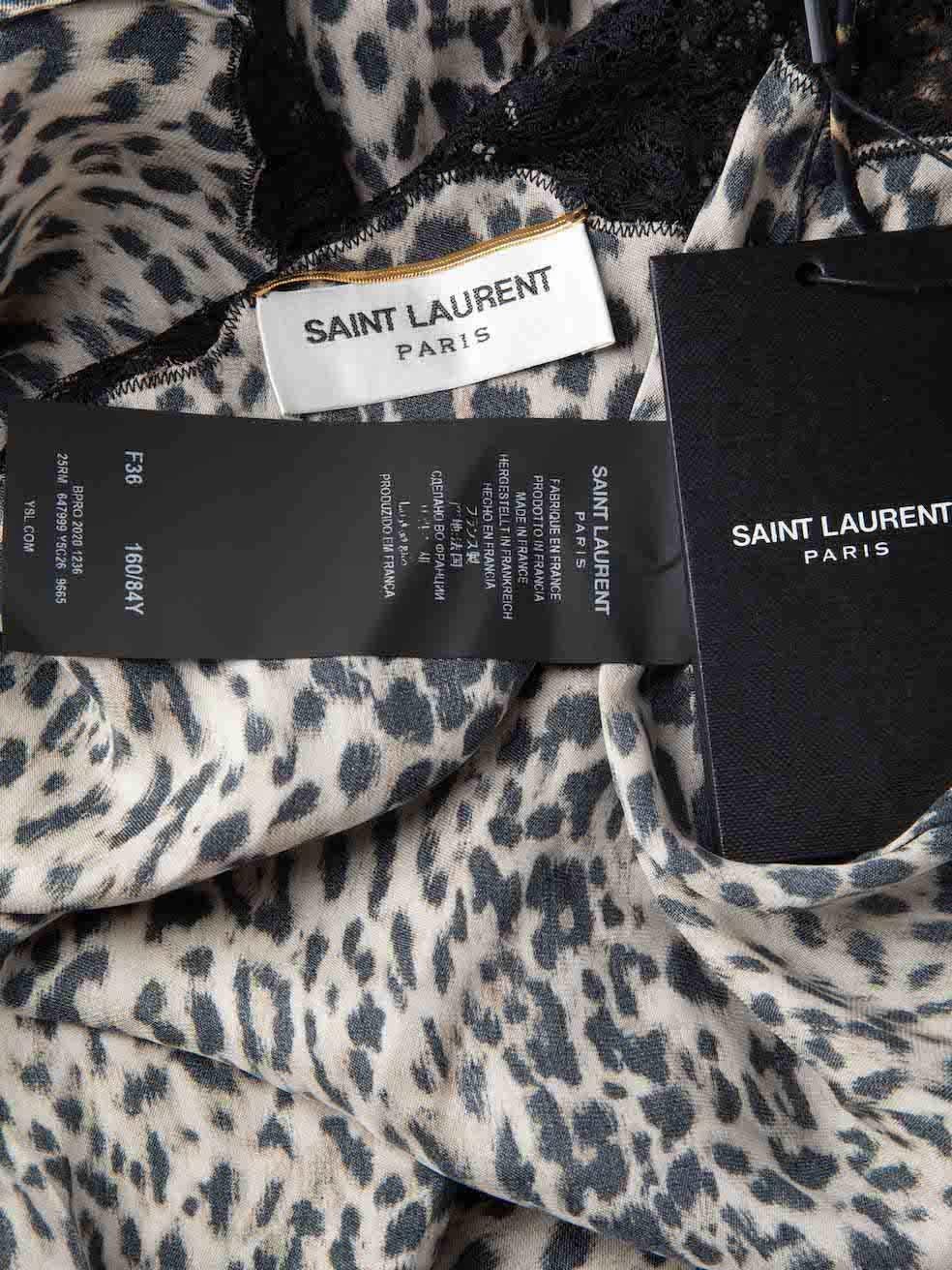 Saint Laurent Brown Silk Leopard Slip Dress Size S 1
