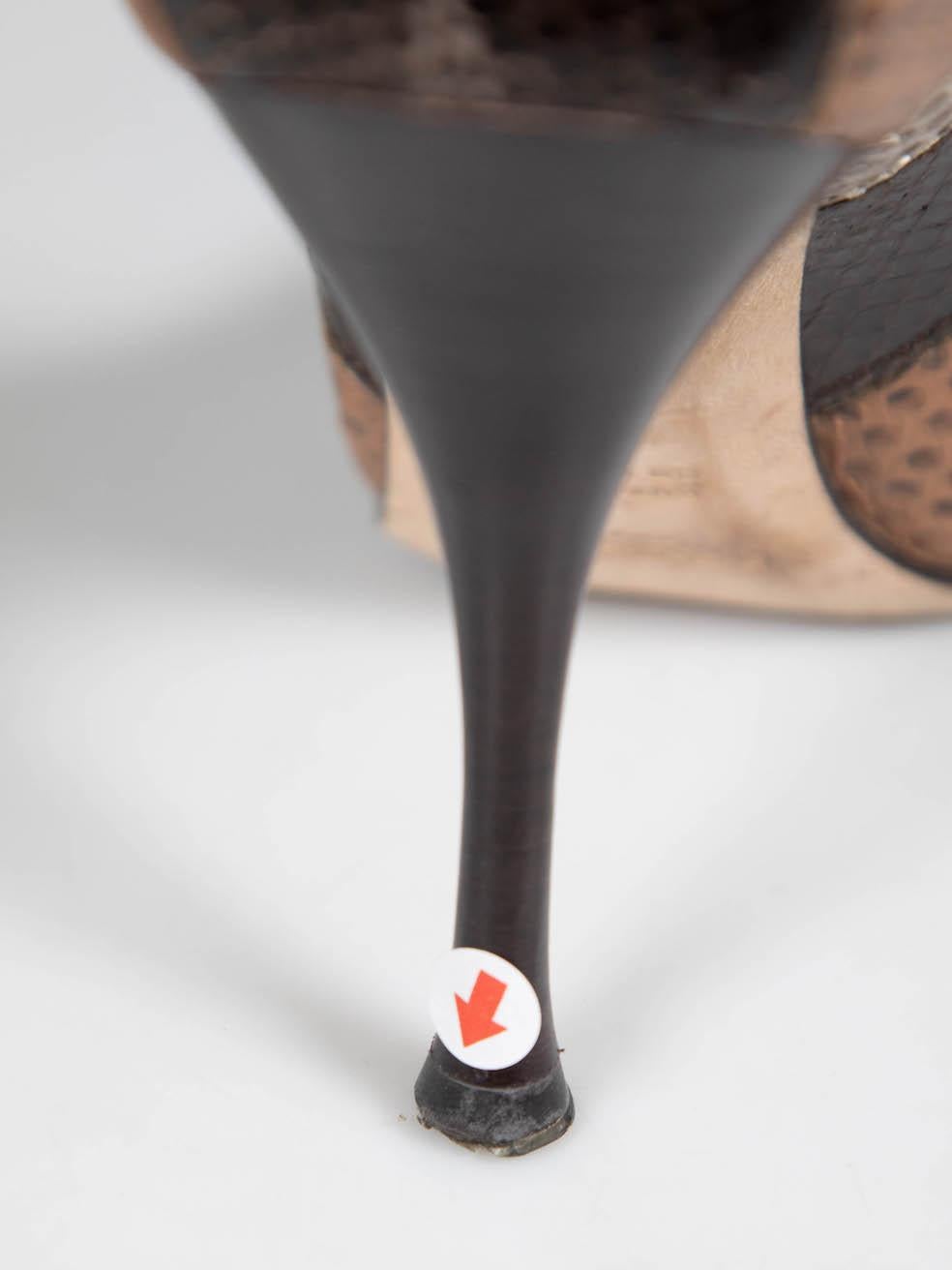 Saint Laurent Brown Snakeskin Panelled Pumps Size IT 37 1