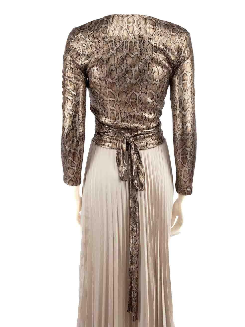 Saint Laurent Brown Snakeskin Sequin Wrap Top Size M In Good Condition For Sale In London, GB