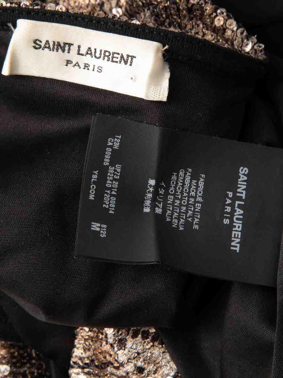 Saint Laurent Brown Snakeskin Sequin Wrap Top Size M For Sale 2