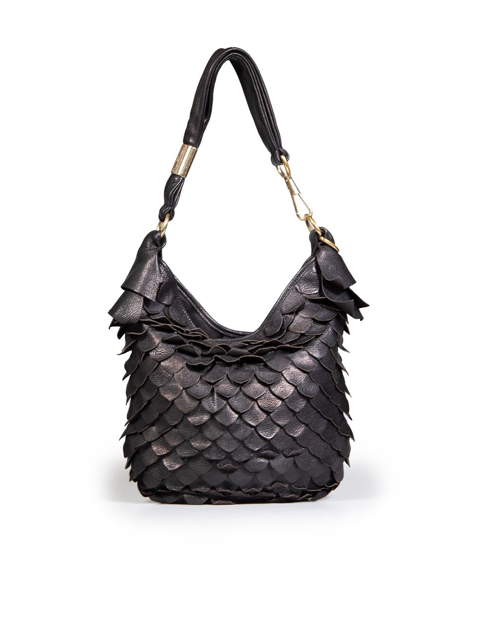 Saint Laurent Brown St. Tropez Fish Scale Hobo In Good Condition In London, GB