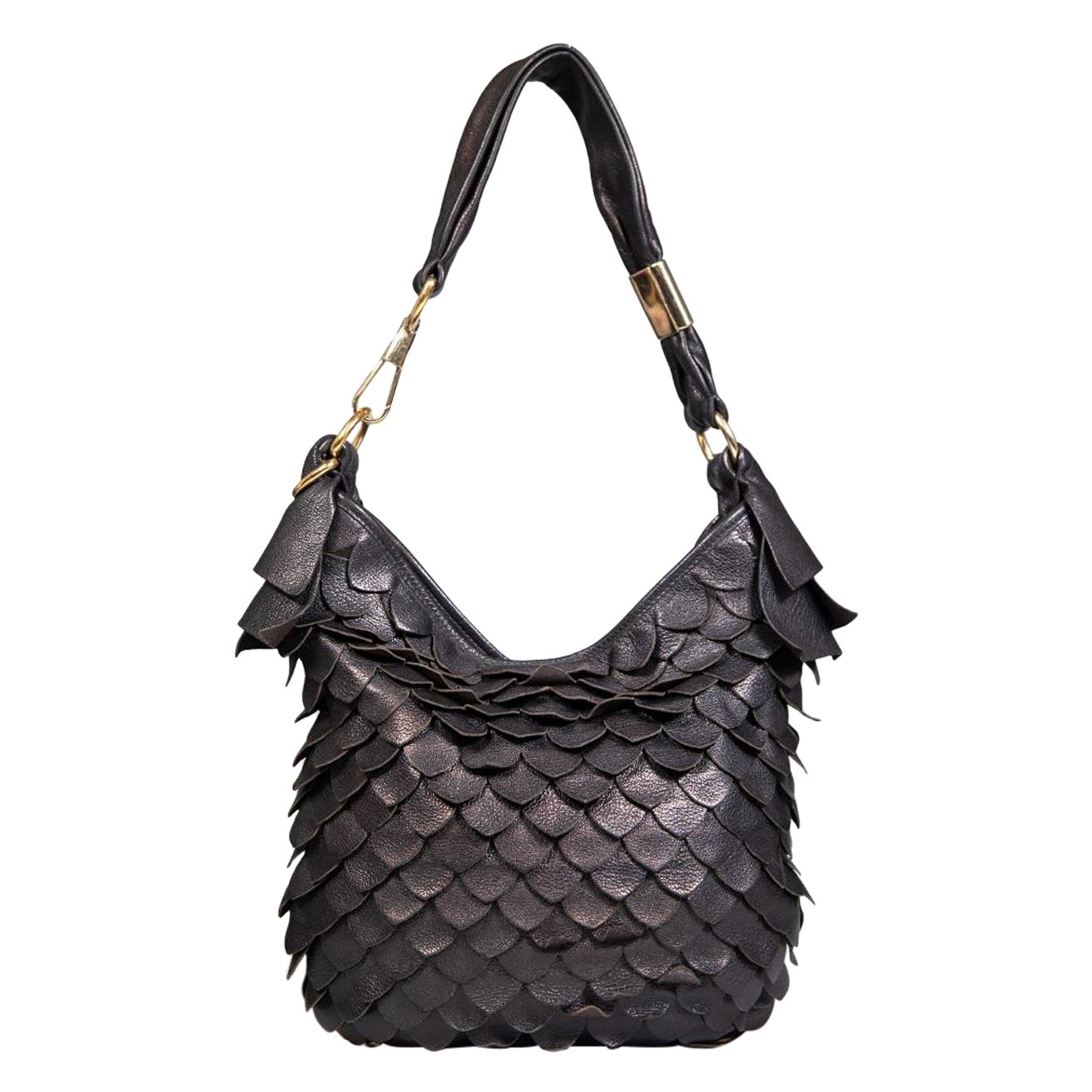 Saint Laurent Brown St. Tropez Fish Scale Hobo