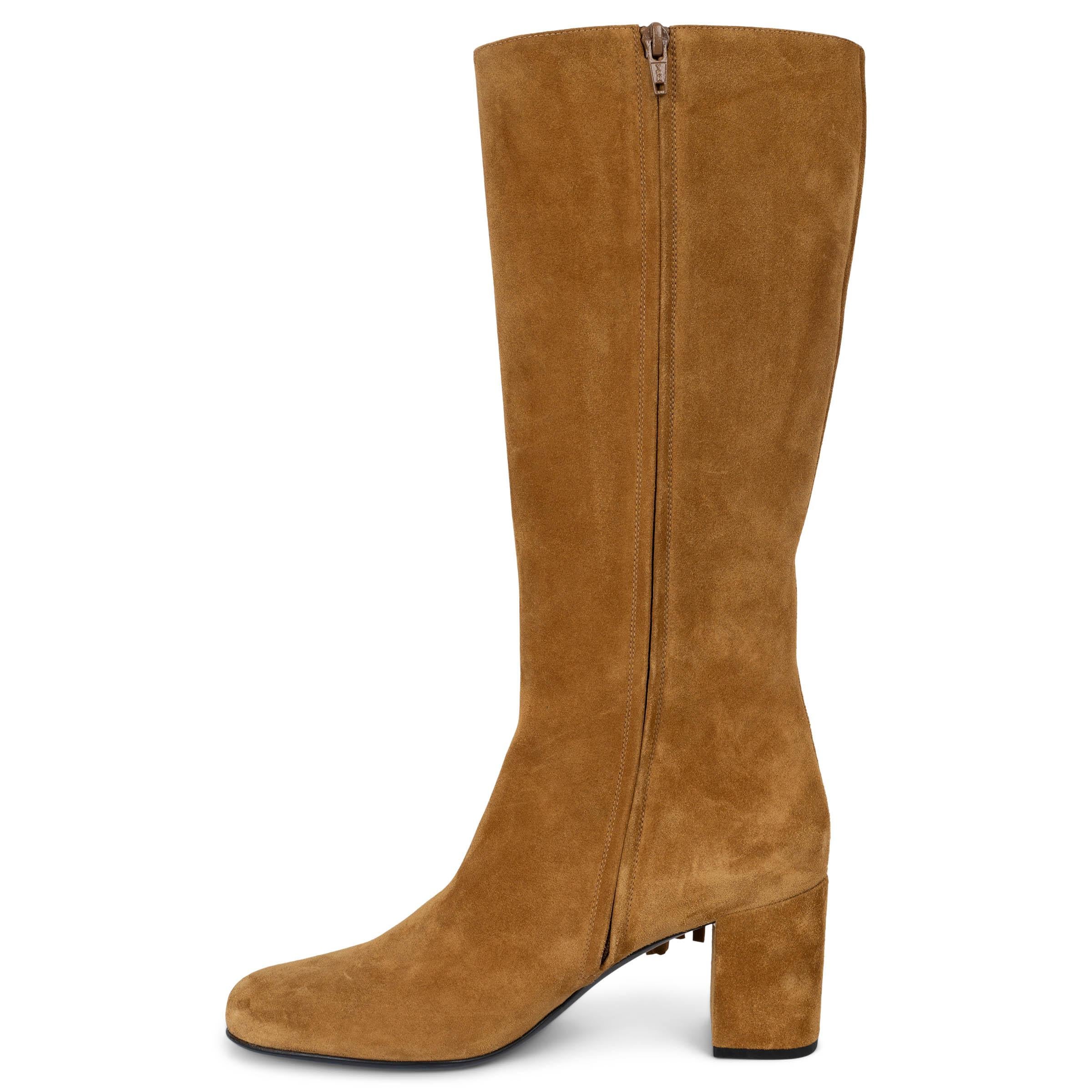 Brown SAINT LAURENT brown suede 2015 BABIES FRINGE TRIM Boots Shoes 40.5 For Sale