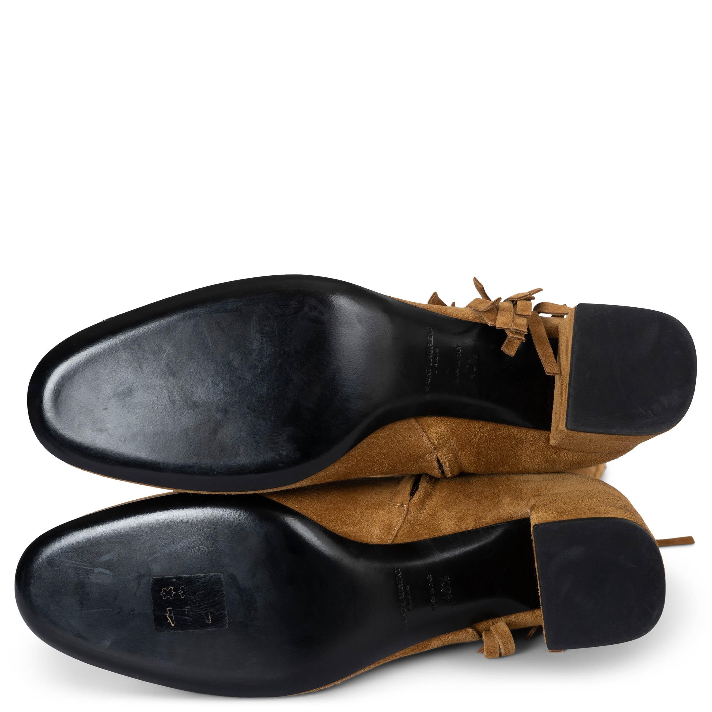 SAINT LAURENT brown suede 2015 BABIES FRINGE TRIM Boots Shoes 40.5 For Sale 1