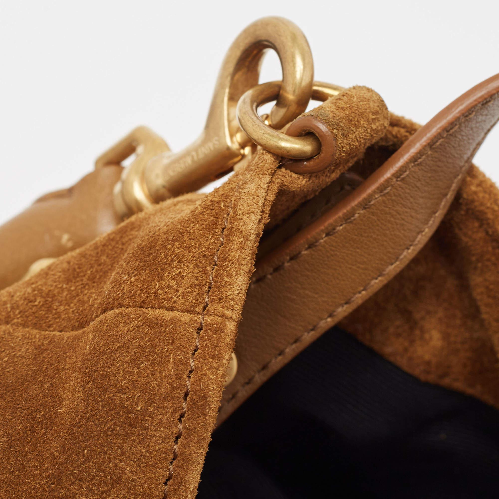 Saint Laurent Brown Suede and Leather Tassle Fringe Bucket Bag For Sale 6