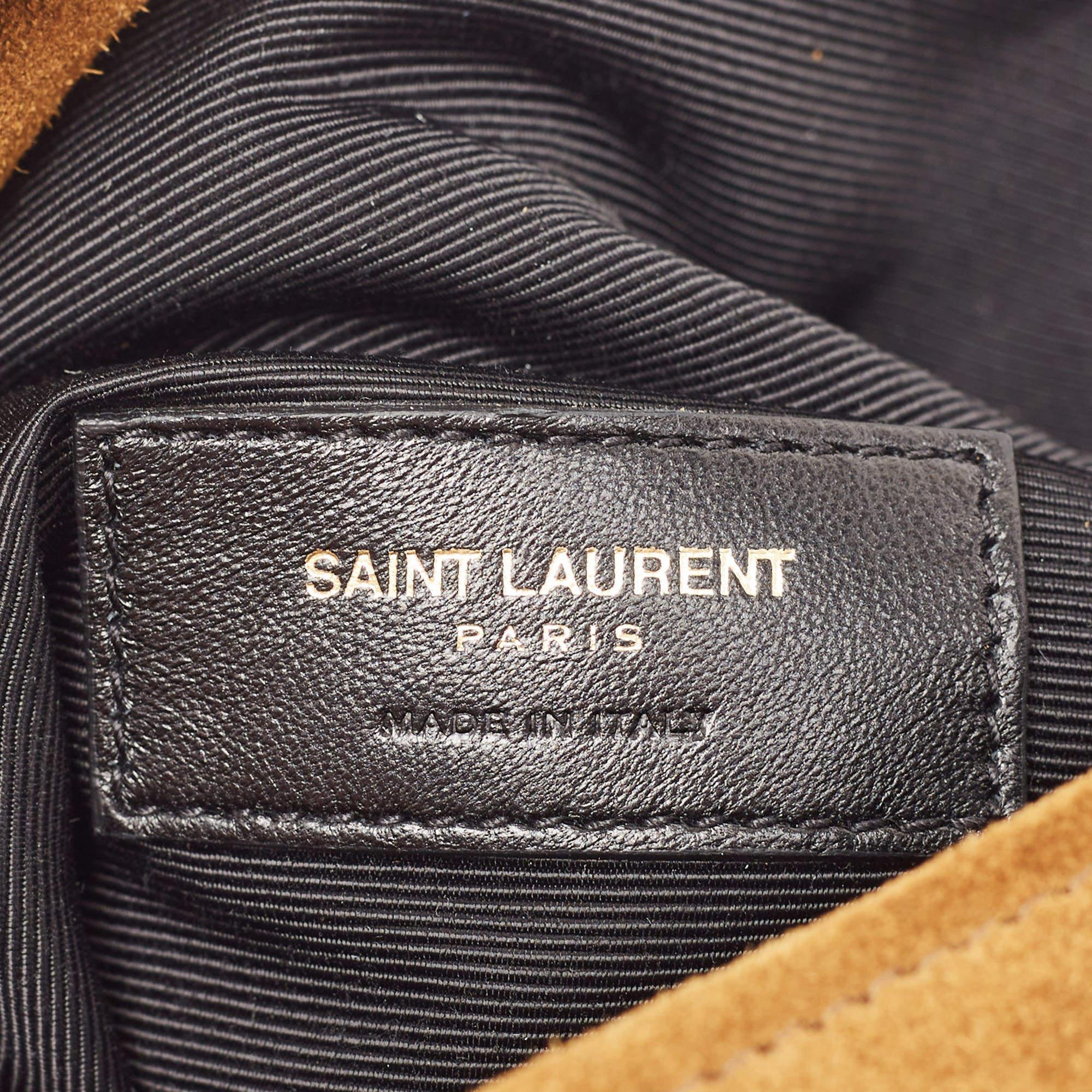 Saint Laurent Brown Suede and Leather Tassle Fringe Bucket Bag For Sale 7