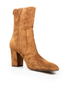 Saint Laurent Brown Suede Betty Heeled Ankle Boots Size IT 40