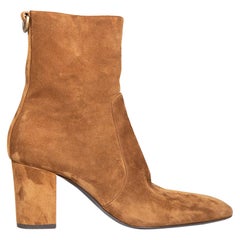 Saint Laurent Brown Suede Betty Heeled Ankle Boots Size IT 40