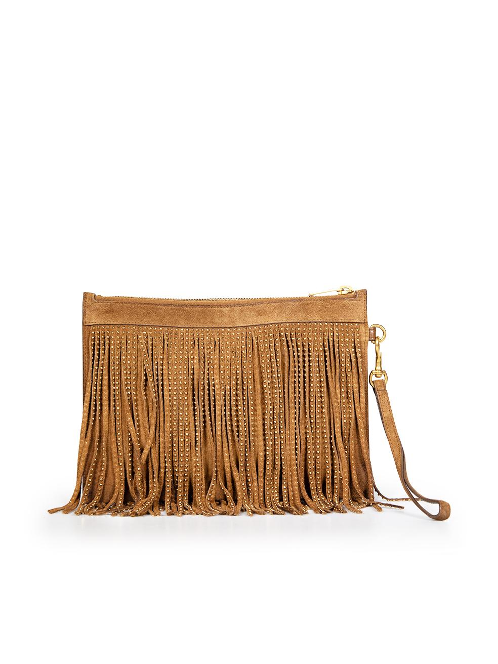 CONDITION is Good. Minor wear to the bag is evident, there is discolouration on the two bottoms corners and on some of the tassel details. The top panel has minor pilling to the suede on this used Saint Laurent designer resale item. This item comes