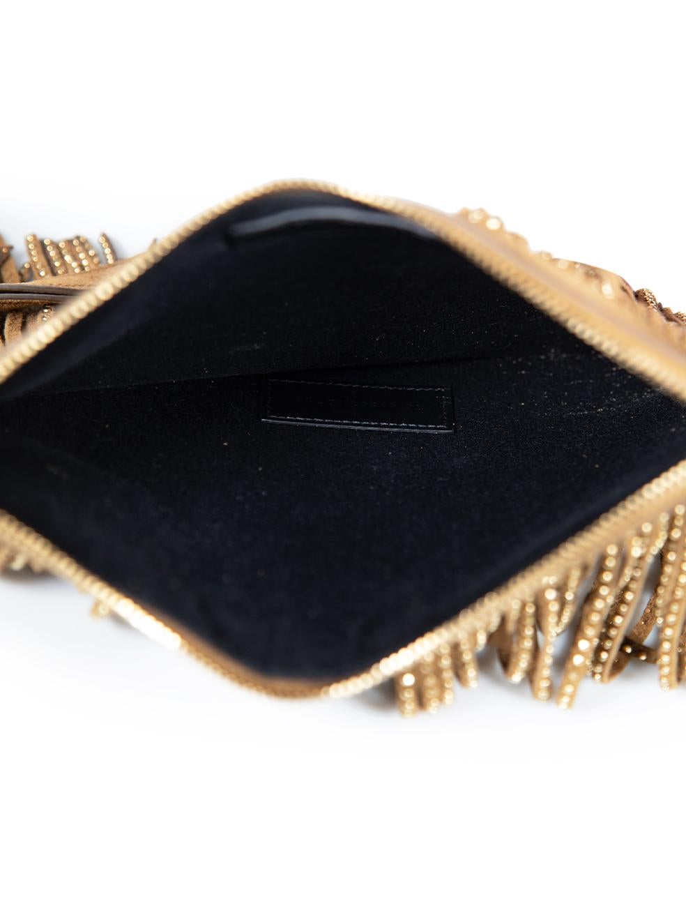 Saint Laurent Brown Suede Fringe Detail Clutch Bag 1
