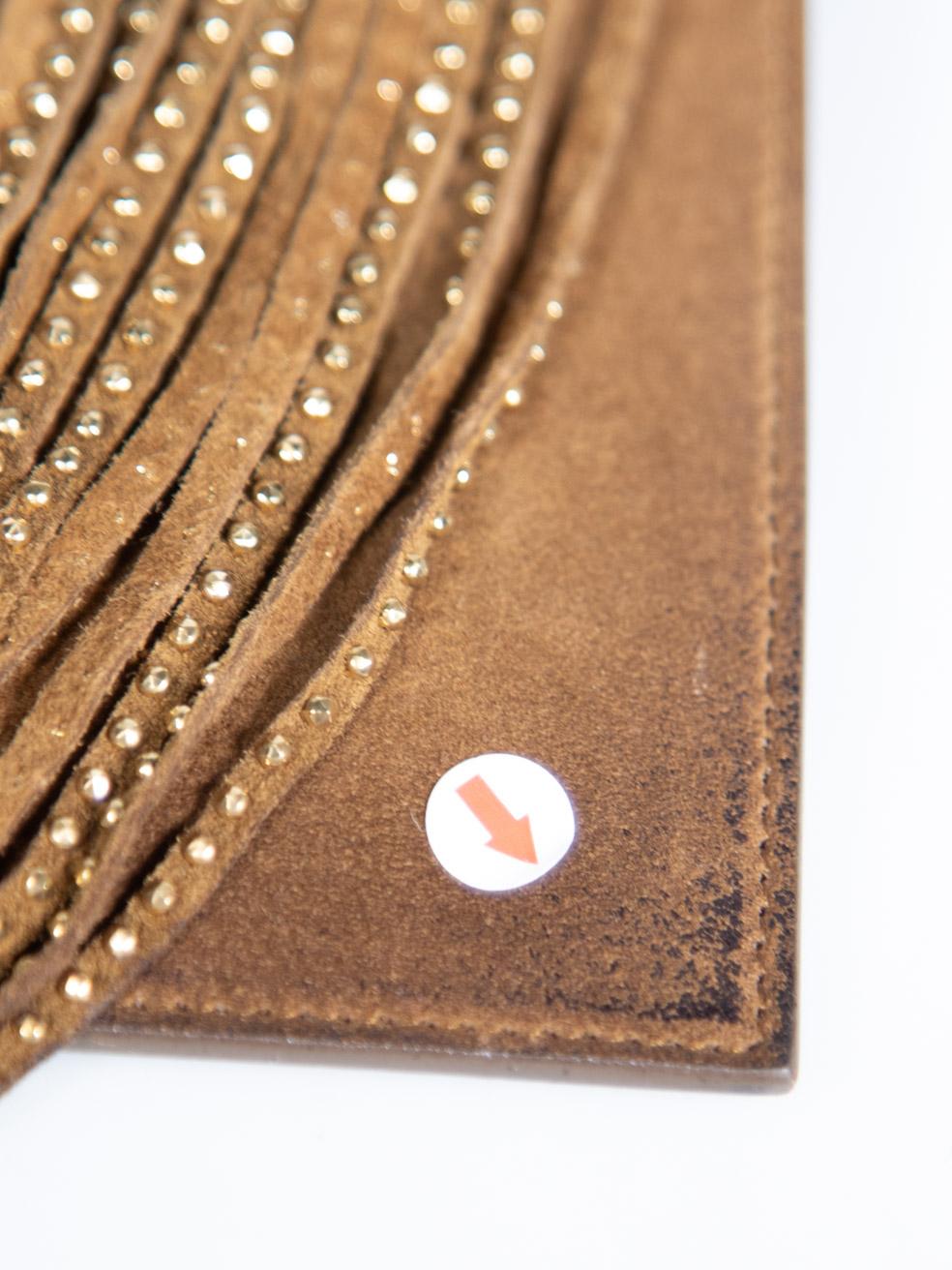 Saint Laurent Brown Suede Fringe Detail Clutch Bag 2