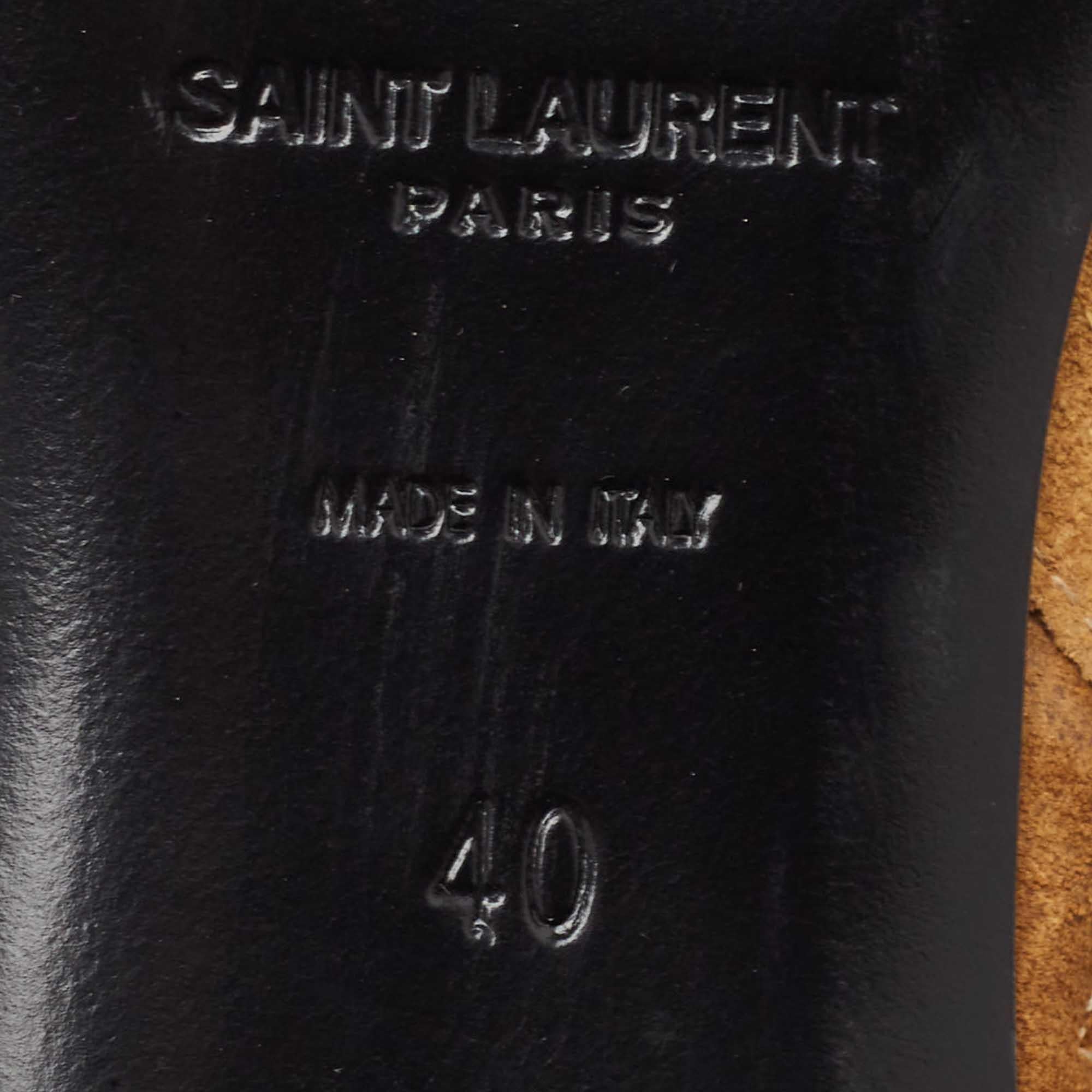 Saint Laurent Brown Wildleder Fransen Detail Pointed Toe Ankle Boots Größe 40 im Angebot 3