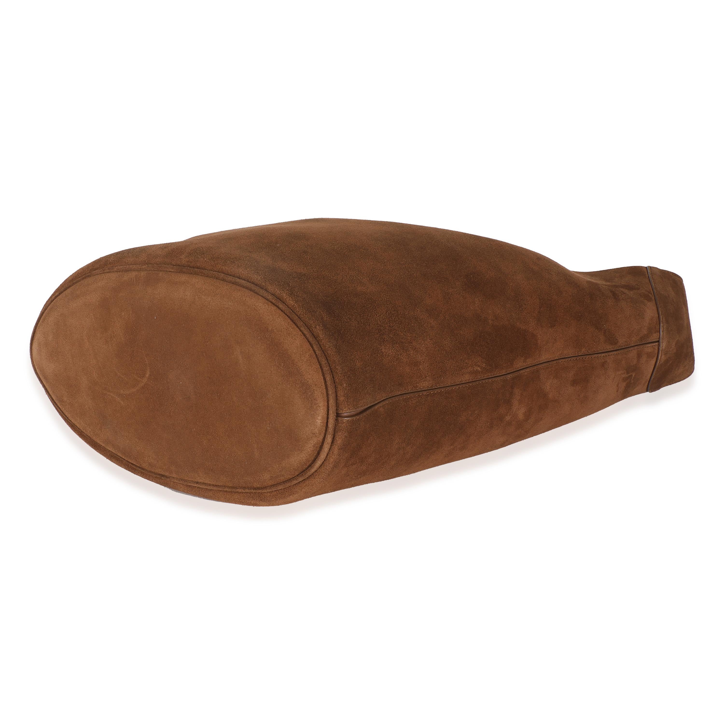 Women's or Men's Saint Laurent Brown Suede Le 5 A 7 Hobo Bag For Sale