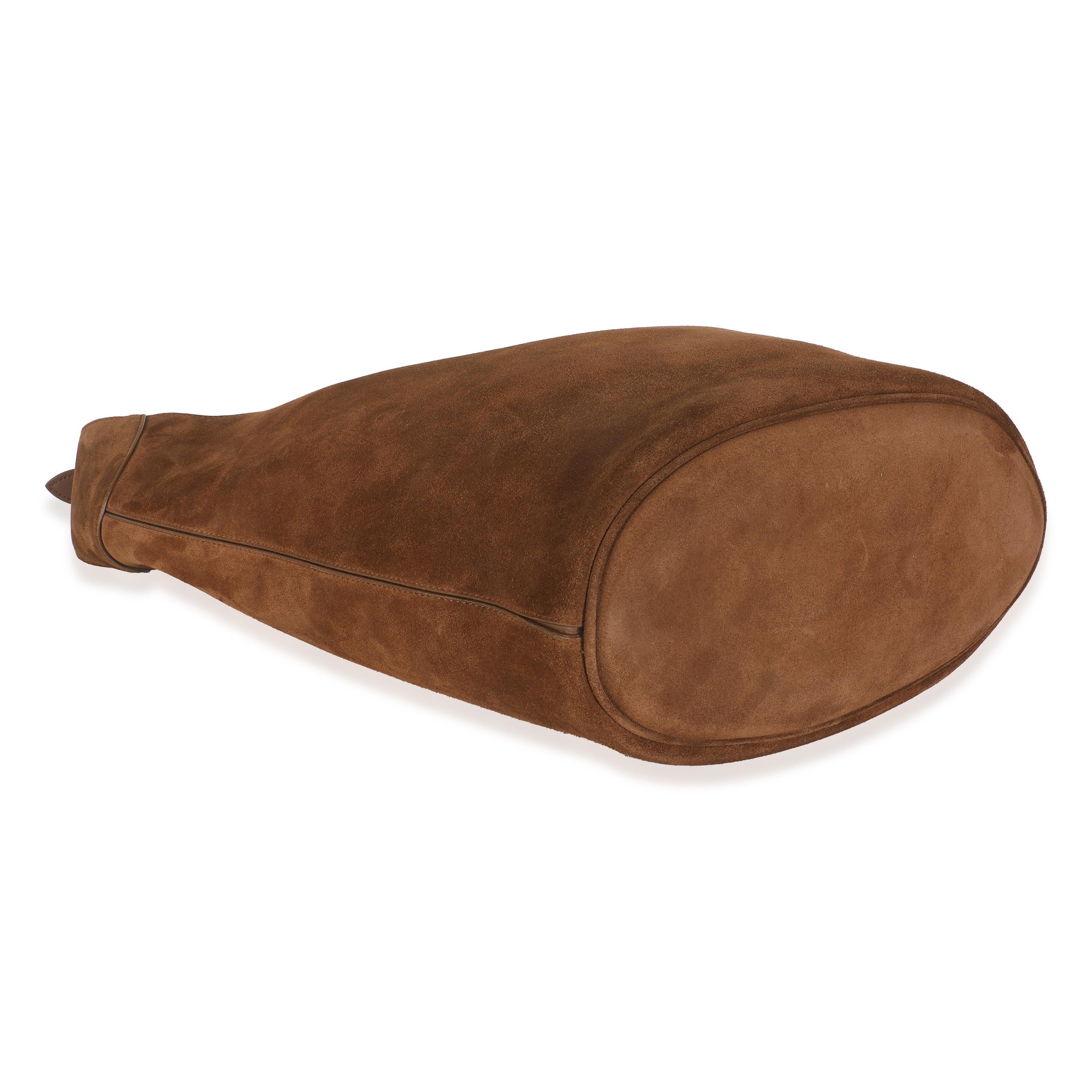 Saint Laurent Brown Suede Le 5 A 7 Hobo Bag For Sale 2