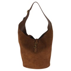 Saint Laurent Brown Suede Le 5 A 7 Hobo Bag