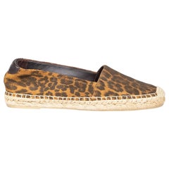 Saint Laurent Brown Suede Leopard Espadrilles Size IT 36