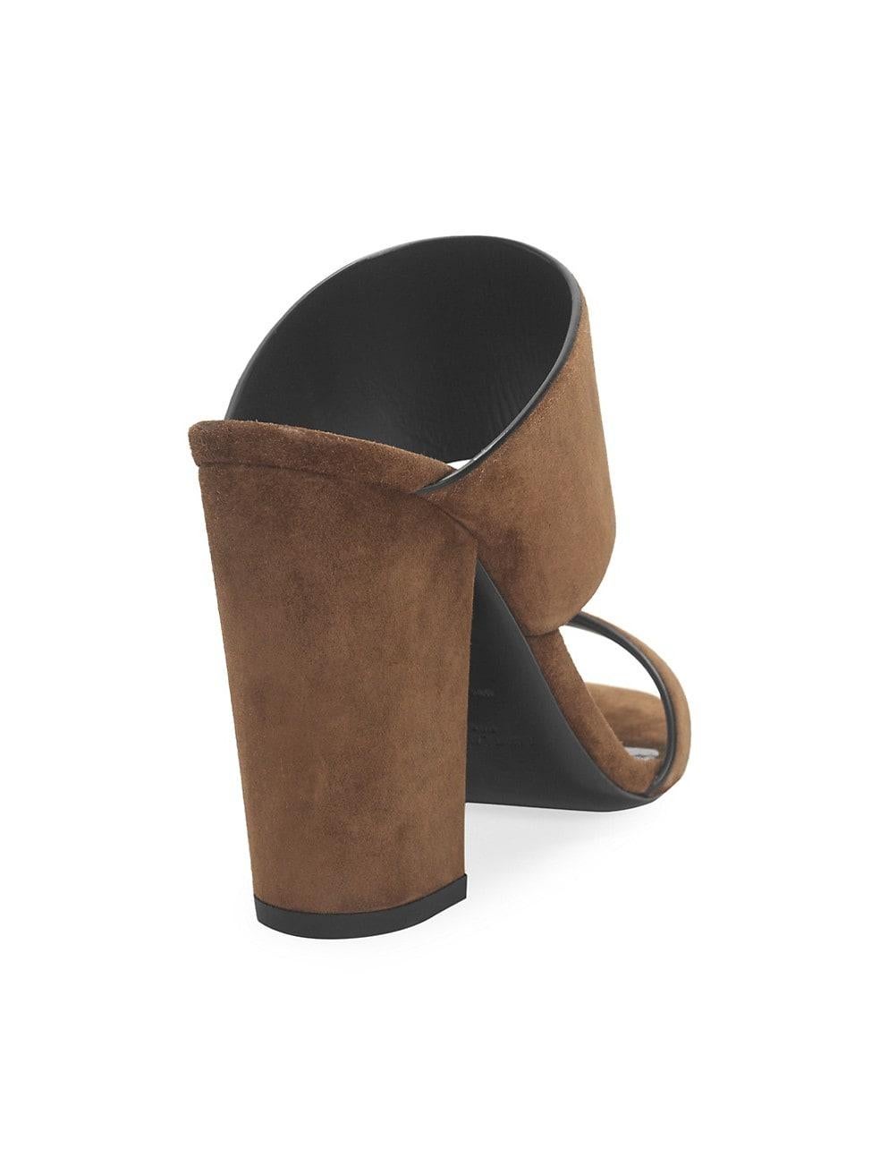 brown suede mules