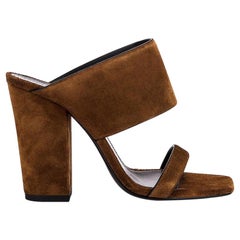 Saint Laurent Brown Suede "Oak 100" Mules / Sandals Size 38