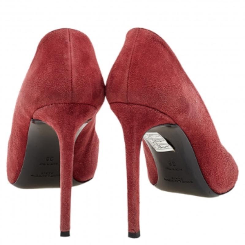 Marrone Saint Laurent - Décolleté a punta in pelle scamosciata marrone misura 38 in vendita