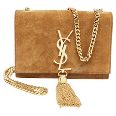 Saint Laurent Brown Suede Small Kate Tassel Crossbody Bag