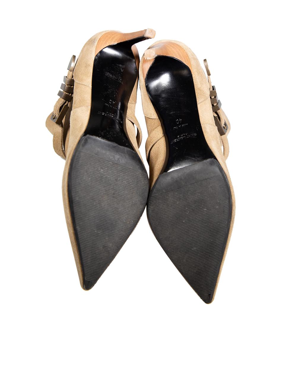 Women's Saint Laurent Brown Suede Strap Ankle Boots Size IT 40 For Sale