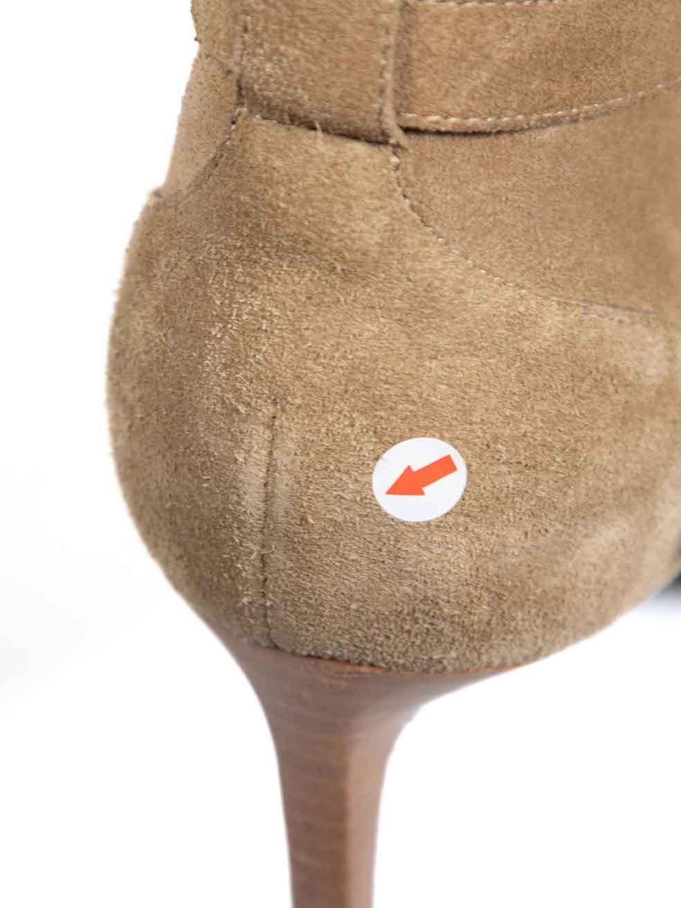 Saint Laurent Brown Suede Strap Ankle Boots Size IT 40 For Sale 4