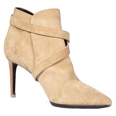 Saint Laurent Brown Suede Strap Ankle Boots Size IT 40