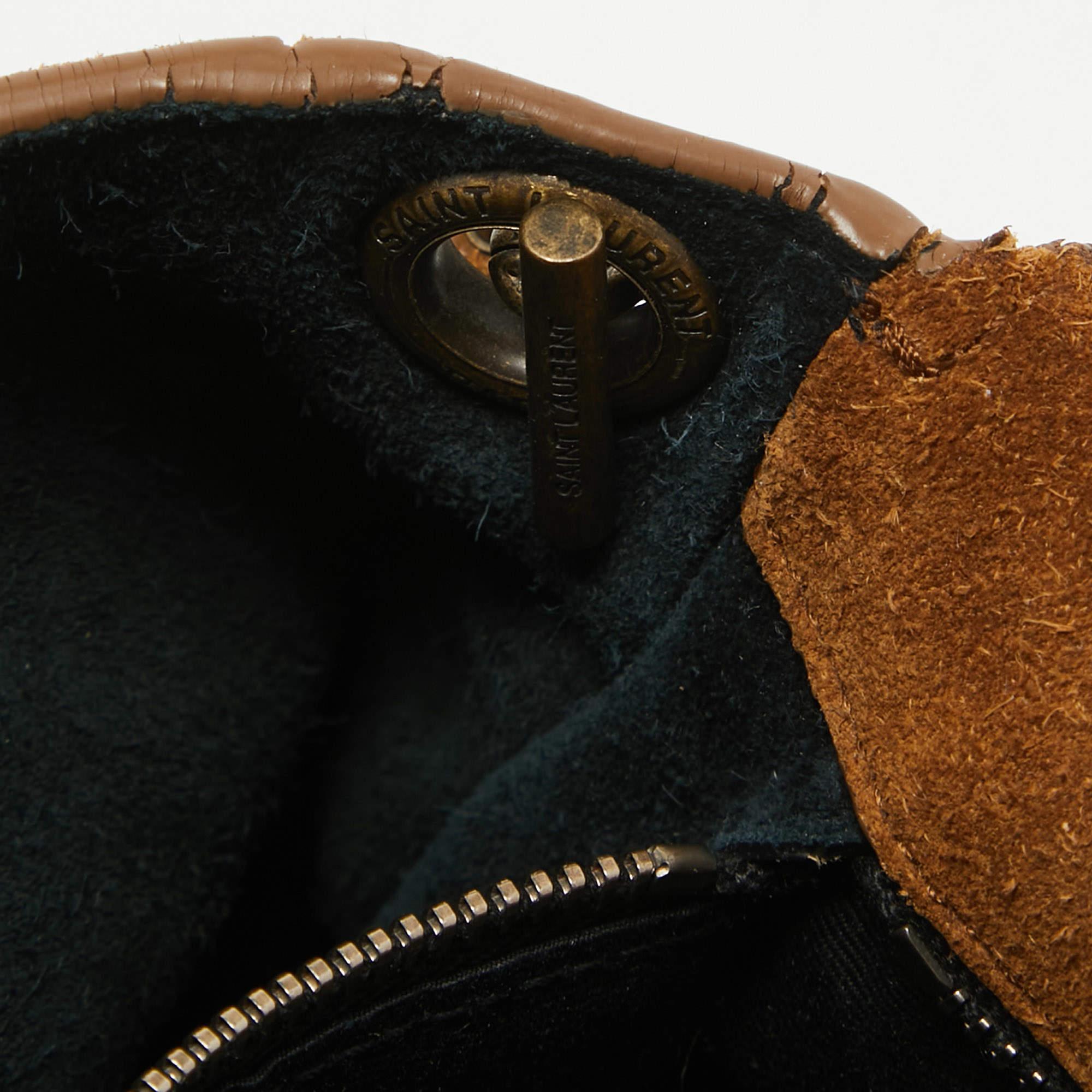 Women's Saint Laurent Brown Suede Studded Kate Baguette Bag For Sale