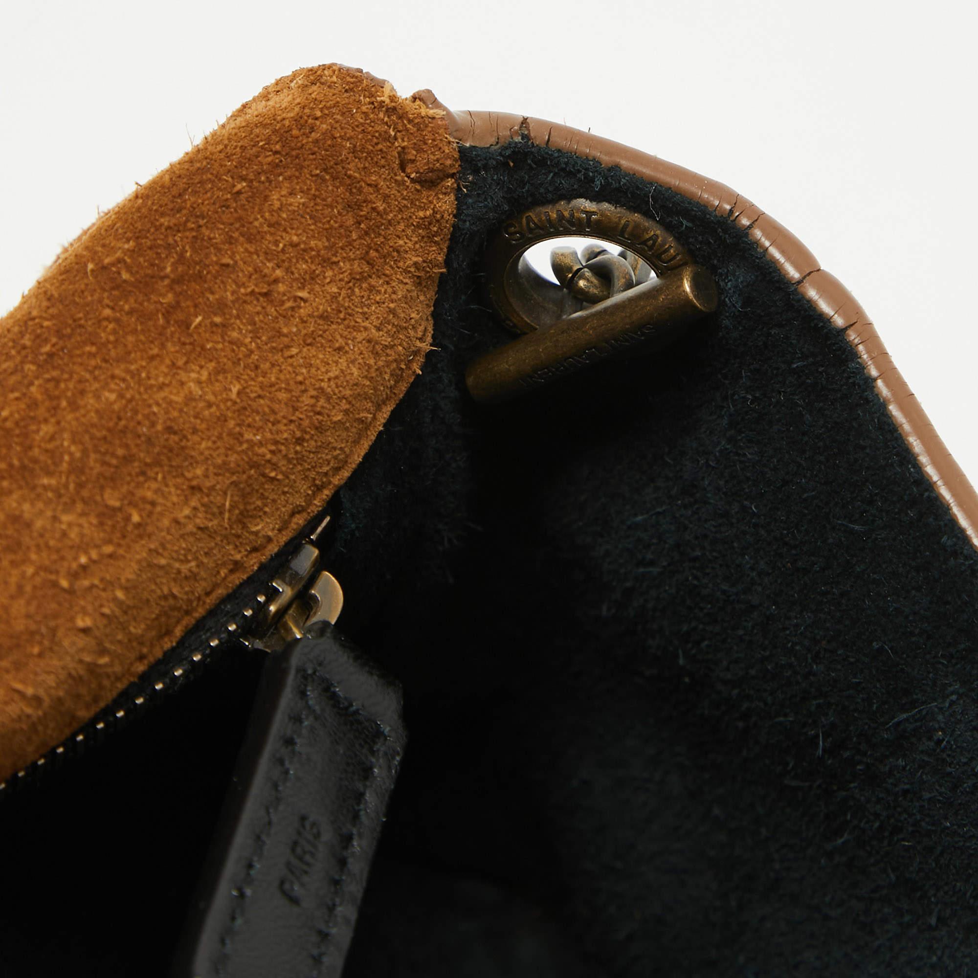 Saint Laurent Brown Suede Studded Kate Baguette Bag For Sale 1