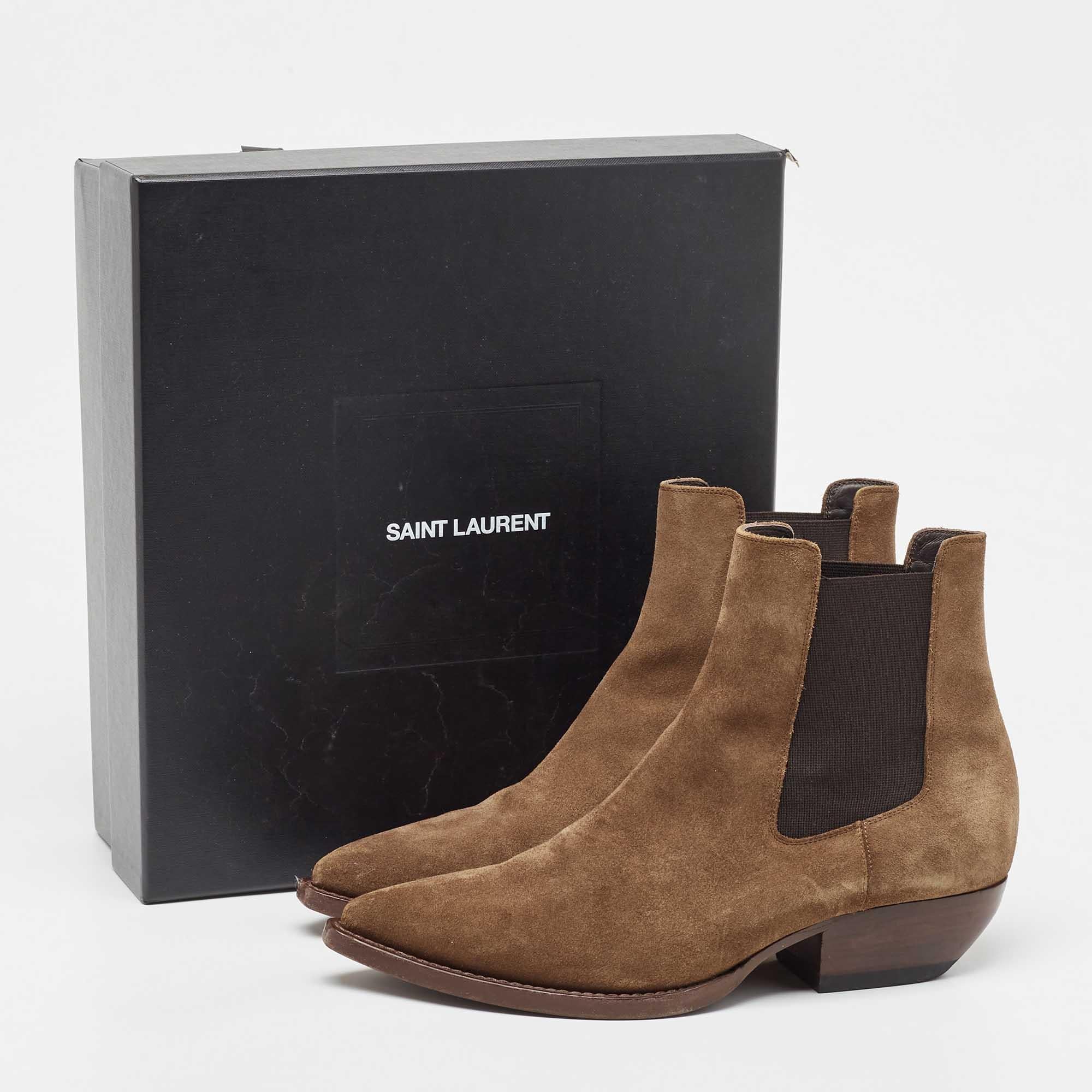 Saint Laurent Brown Suede Theo Chelsea Boots Size 40 5