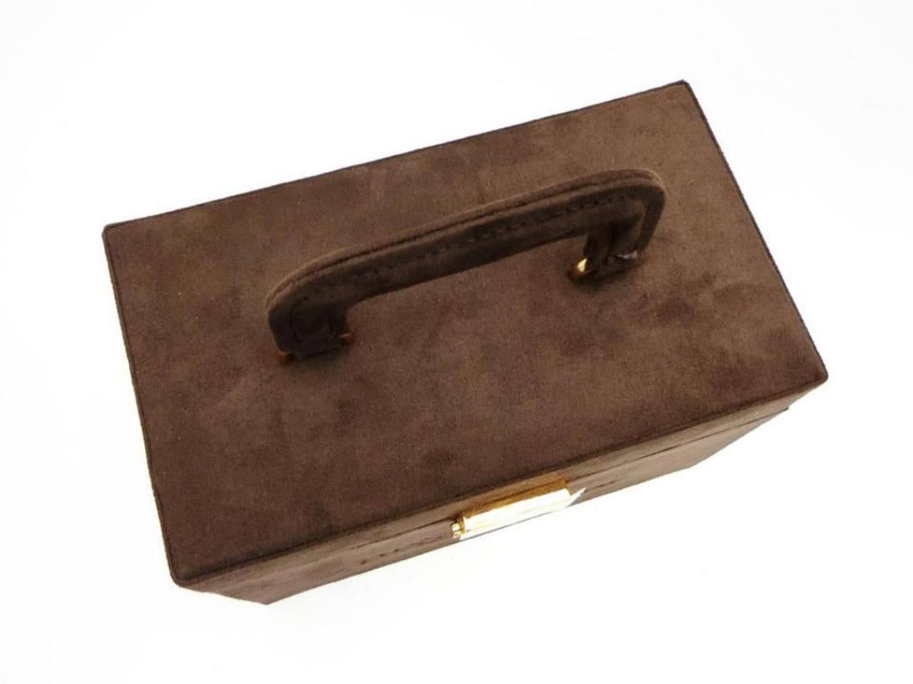 Saint Laurent Brown Suede Vanity Trunk Case Jewlery Box 232712 For Sale 6
