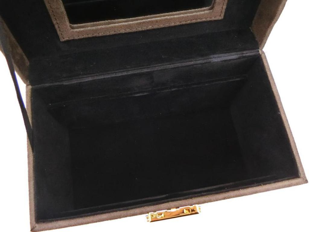 Women's or Men's Saint Laurent Brown Suede Vanity Trunk Case Jewlery Box 232712 For Sale