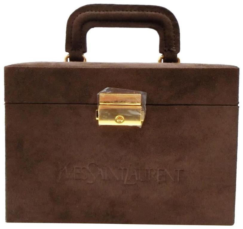 Saint Laurent Brown Suede Vanity Trunk Case Jewlery Box 232712 For Sale 1