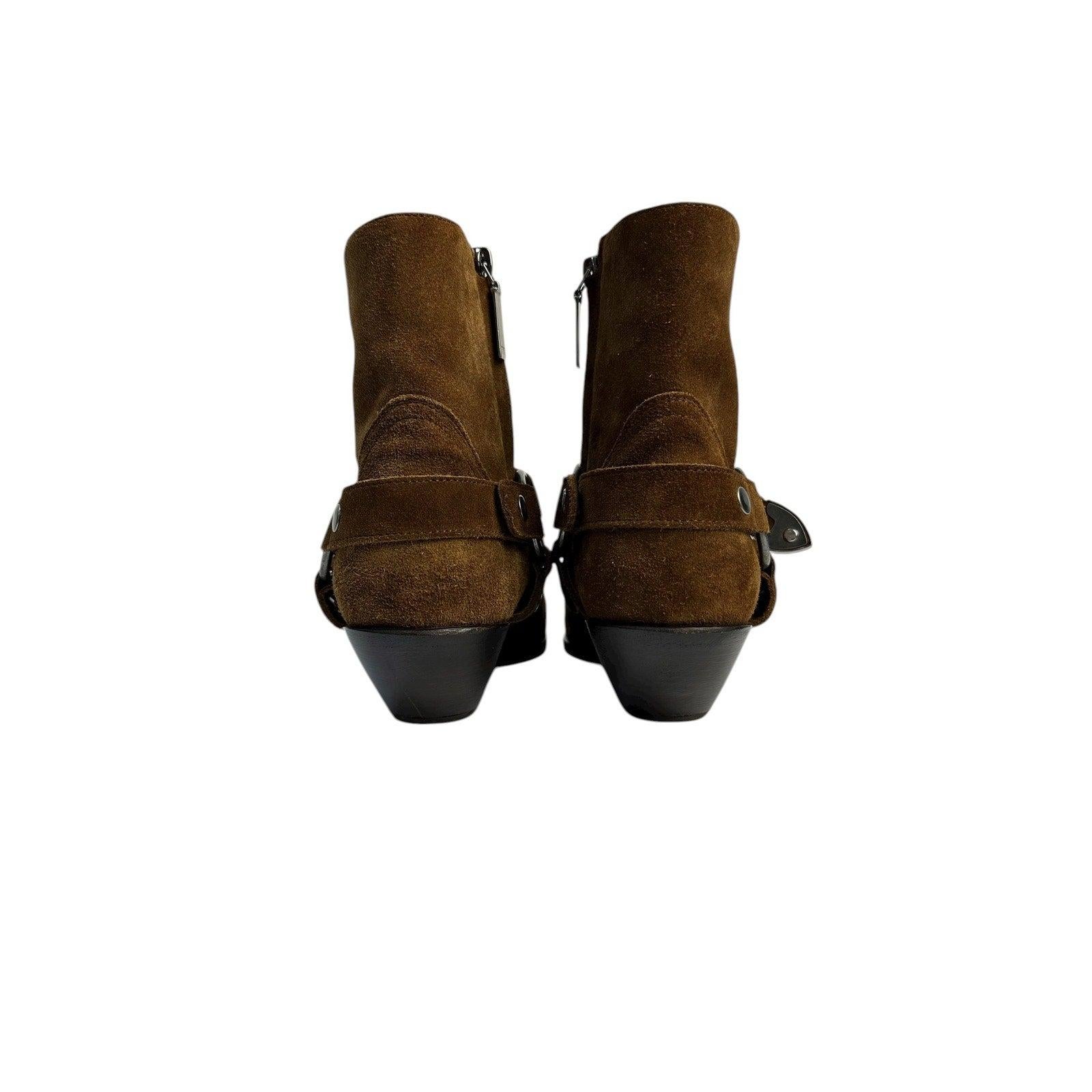 De las mujeres SAINT LAURENT Ante Marrón WEST HARNESS Botines Western Sz.38.5 en venta