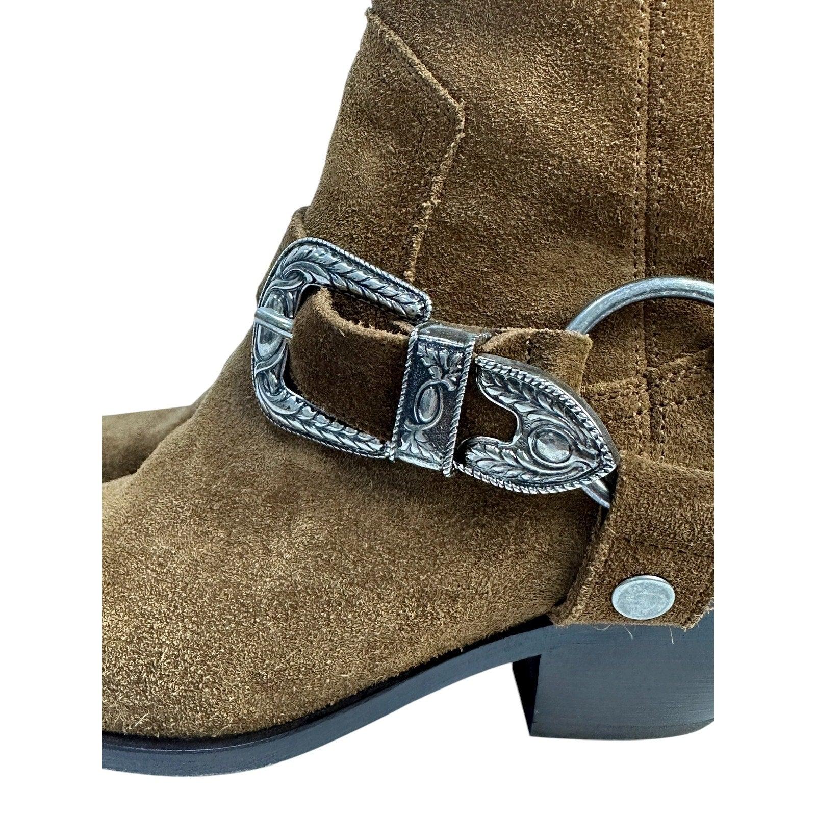 SAINT LAURENT Ante Marrón WEST HARNESS Botines Western Sz.38.5 en venta 1