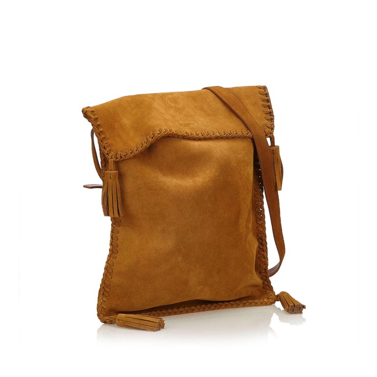 suede crossbody bucket bag