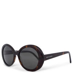 SAINT LAURENT brown tortoise OVAL Sunglasses SL419