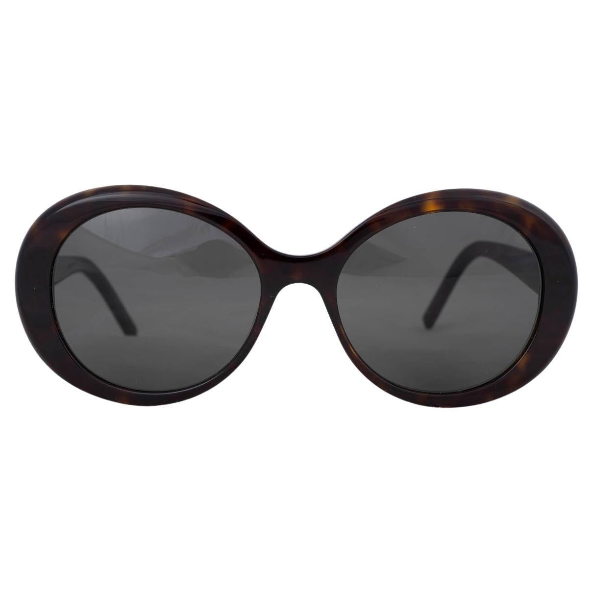SAINT LAURENT brown tortoise OVAL Sunglasses SL419 For Sale