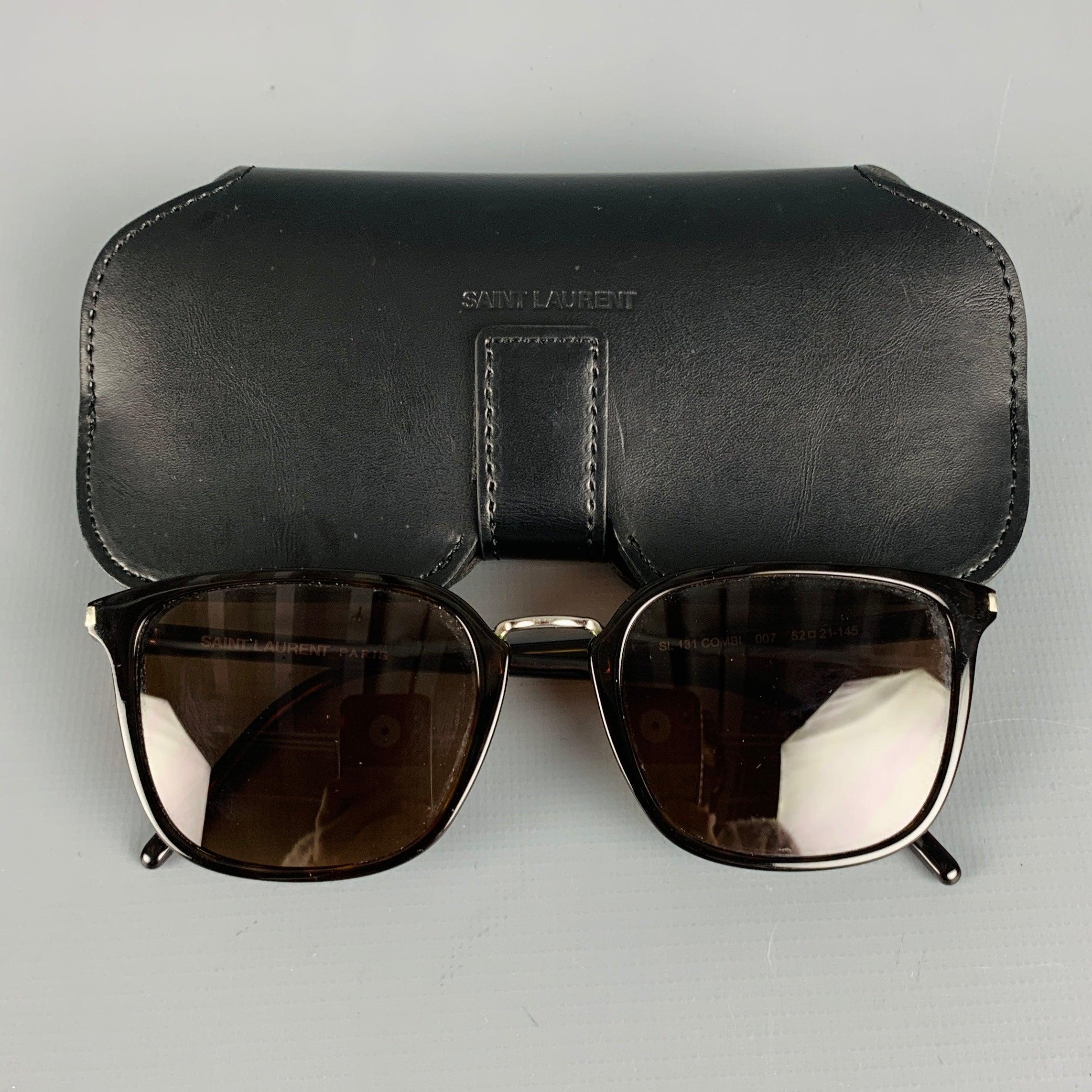 SAINT LAURENT Braune Schildpatt-Sonnenbrille aus Acetat im Angebot 3