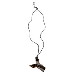 Saint Laurent Brown Tortoiseshell Y Necklace